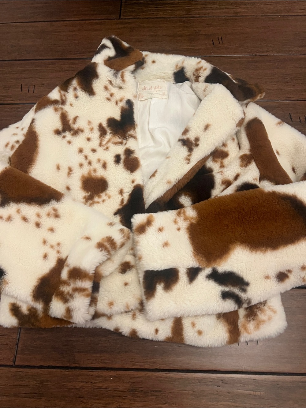 Altar’d State Cow Print Plush Jacket